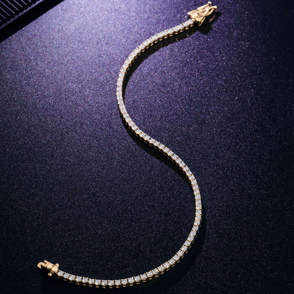Factory Direct Sale 2mm 925 Sliver DEF VVS Moissanite Diamond Tennis Chain Heavy Iced Out Jewelry for Women Party Gift Bracelet