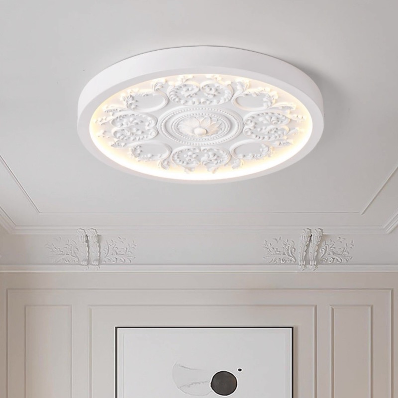 White Flower ceiling Lights Fixture French Palace Vintage Ceiling Lamps High End Bedroom Study Dining Room Surface Mounted Elegant White Floral Pendan