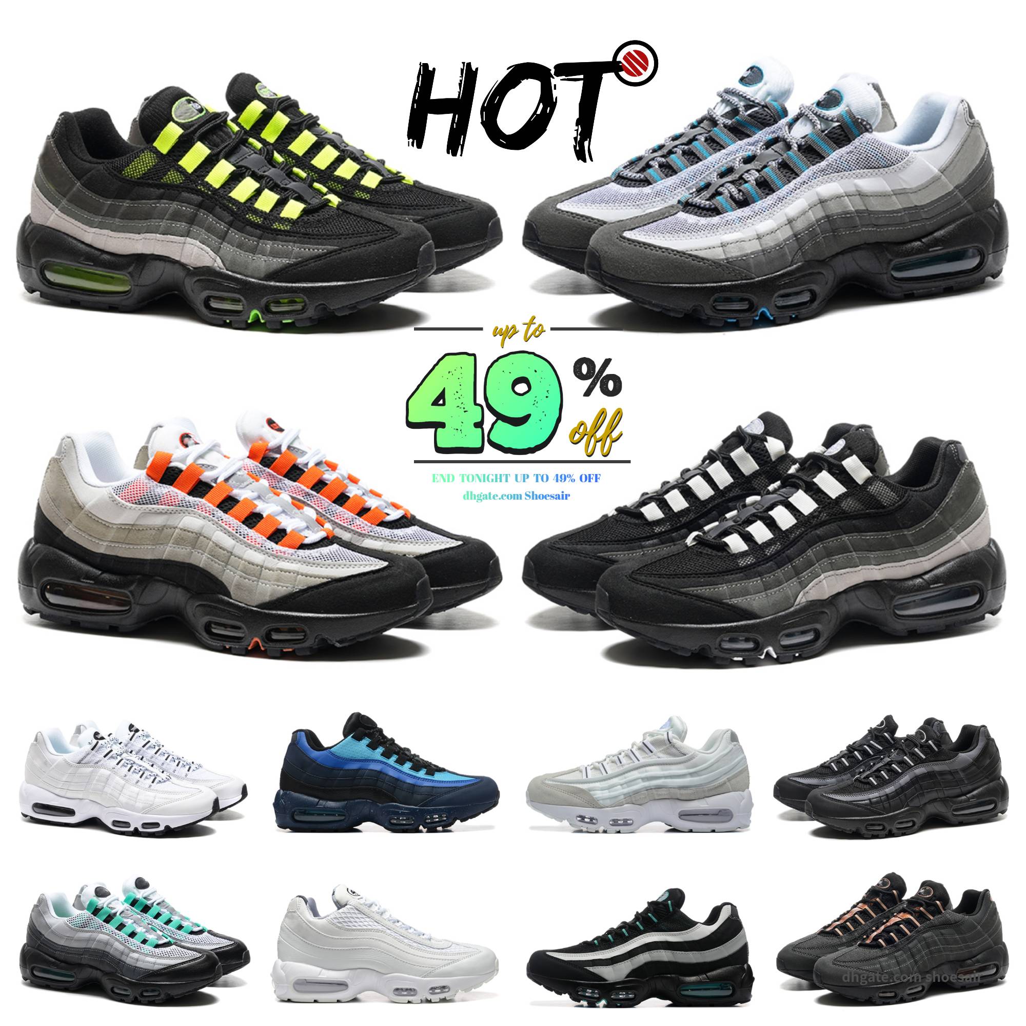 Designer Shoes 95 Running Shoe Neon 95s Mens Women Big Size 47 Triple White Black Anthracite Reverse Dust Hyper Turquoise Jade Jewel Gutta Green Stash Sports Sneakers