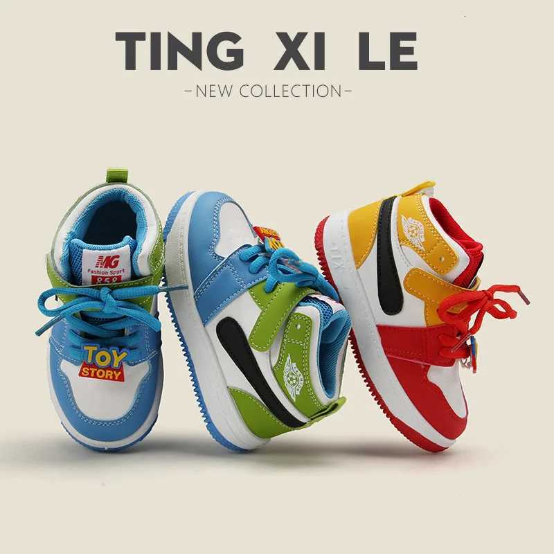 Childrens Sneakers2024Spring Boys Casual Sneakers High-Top Anti-Slip Girls Basketball Shoes Soft-Soled Baby ShoesT251110