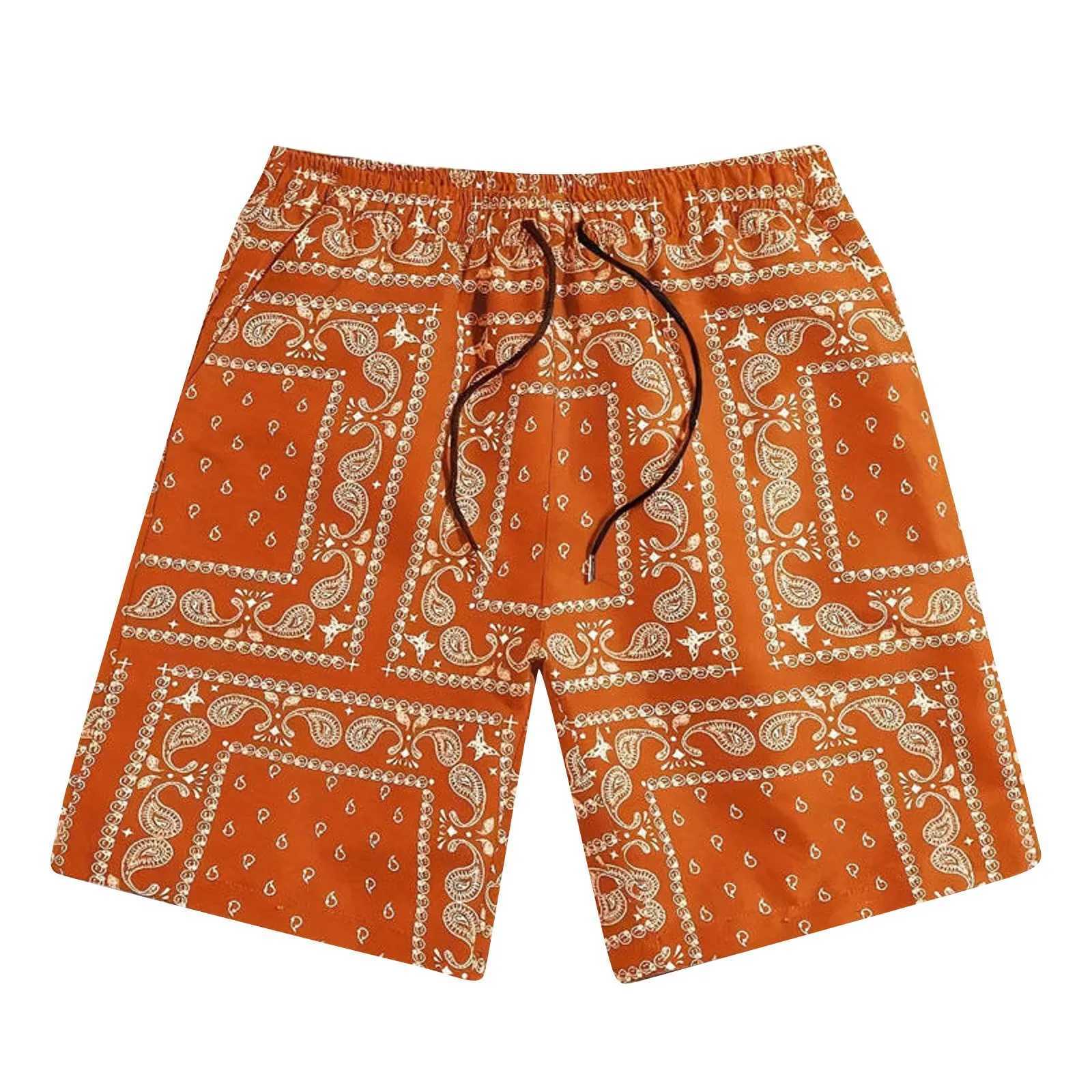 Mens casual shorts retro printed beach Trojan horse for mens holiday casual shorts fashionable and relaxed summer shorts X250410