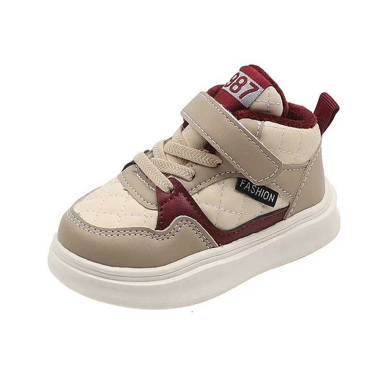 Autumn Winter Kids Shoes High Tops Boys Casual Sport Shoes Children Warm Fur Sneakers For Girls Pink BlackT251110