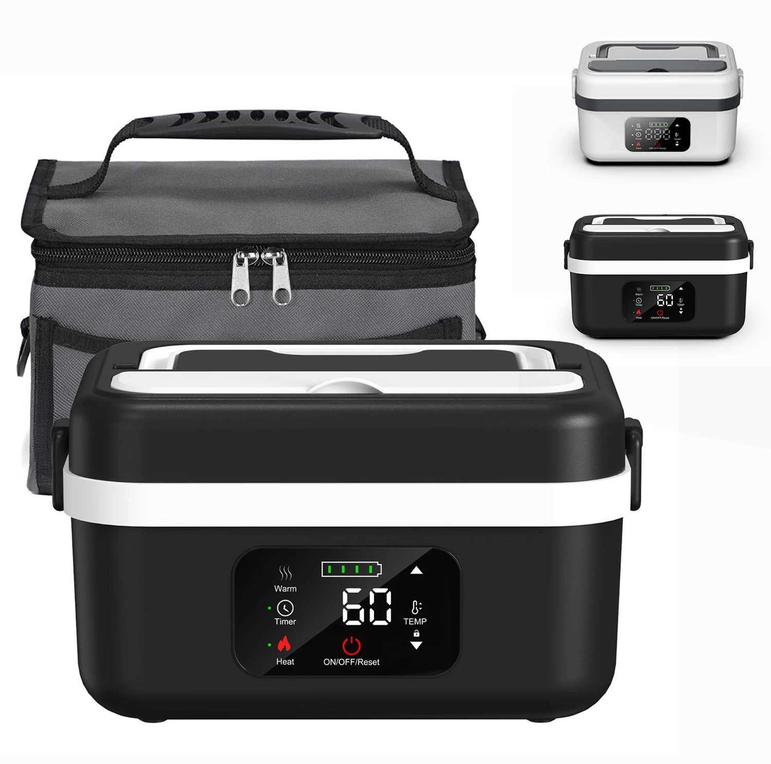 Wireless Electric Insulated Lunch Box - Built-in 8000mAh Battery 60W Heating Lunch Box 1L Stainless Steel Lunch Box Food Warmer Z251110