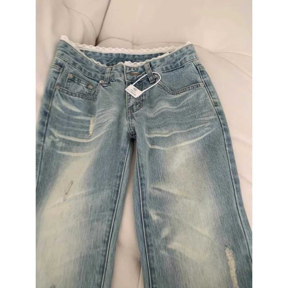 Botvotee Retro Classic American Vintage Denim Jeans for Women Low Waisted Straight 1950s/1960s Inspired Jeans Light Blue Pants C251110