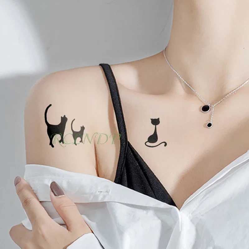 Waterproof temporary tattoo stickers for cats foxes animals fake tattoos flashing tattoos neck back of hands feet shoulders children women W250410
