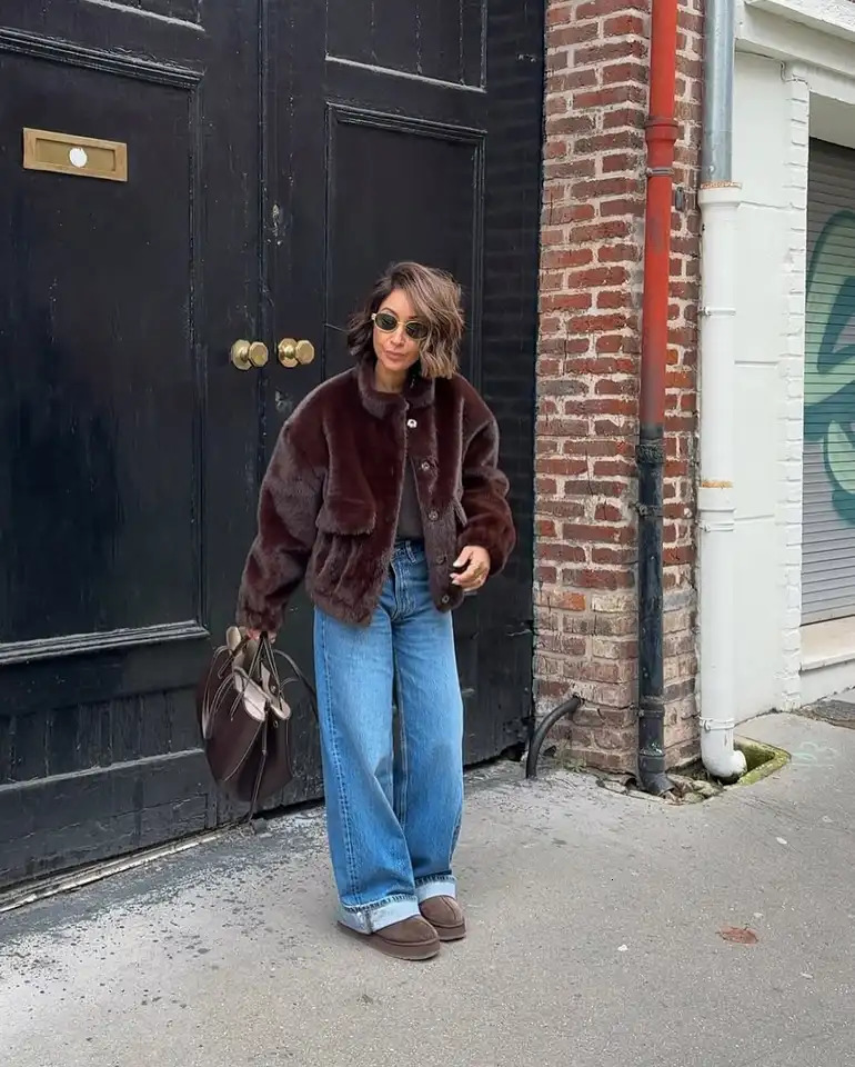 Casual Turtleneck Faux Fur Jacket Lady Chic Stand Collar Single Breasted Loose Warm Jackets Women Winter Commute Street Coat 251110