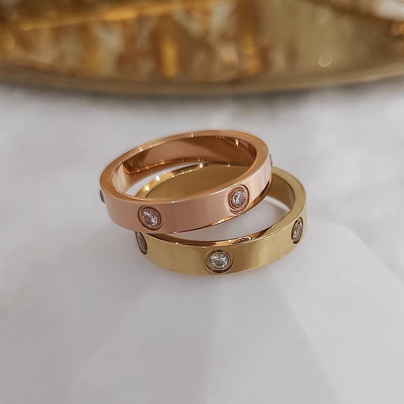 Korean Version Hot Selling Single Nail All Diamond Titanium Steel Designer Ring Niche Design Light Luxury Rhinestone Couple Fashion Ring Jewelry