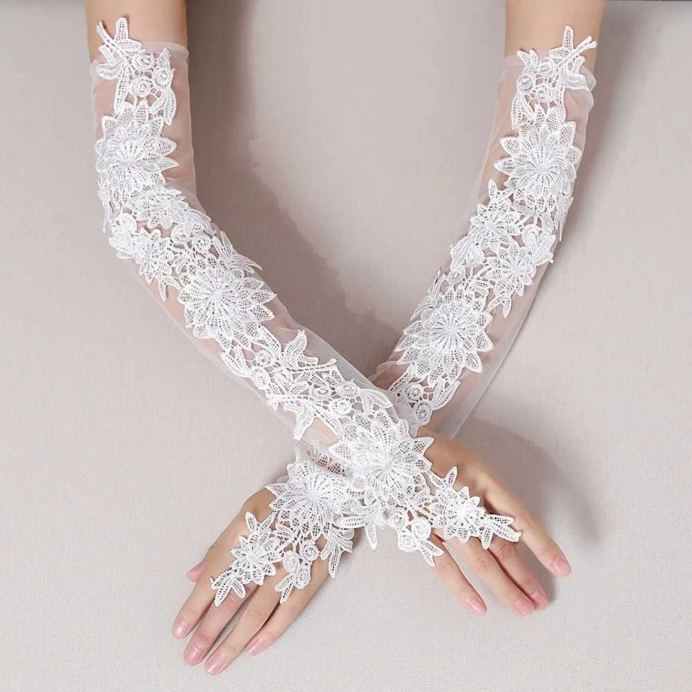 Fashion Fingerless Bridal Gloves Flower Embroidered Women Cosplay Gloves Lace Lengthened Long Mittens Ladies L251110