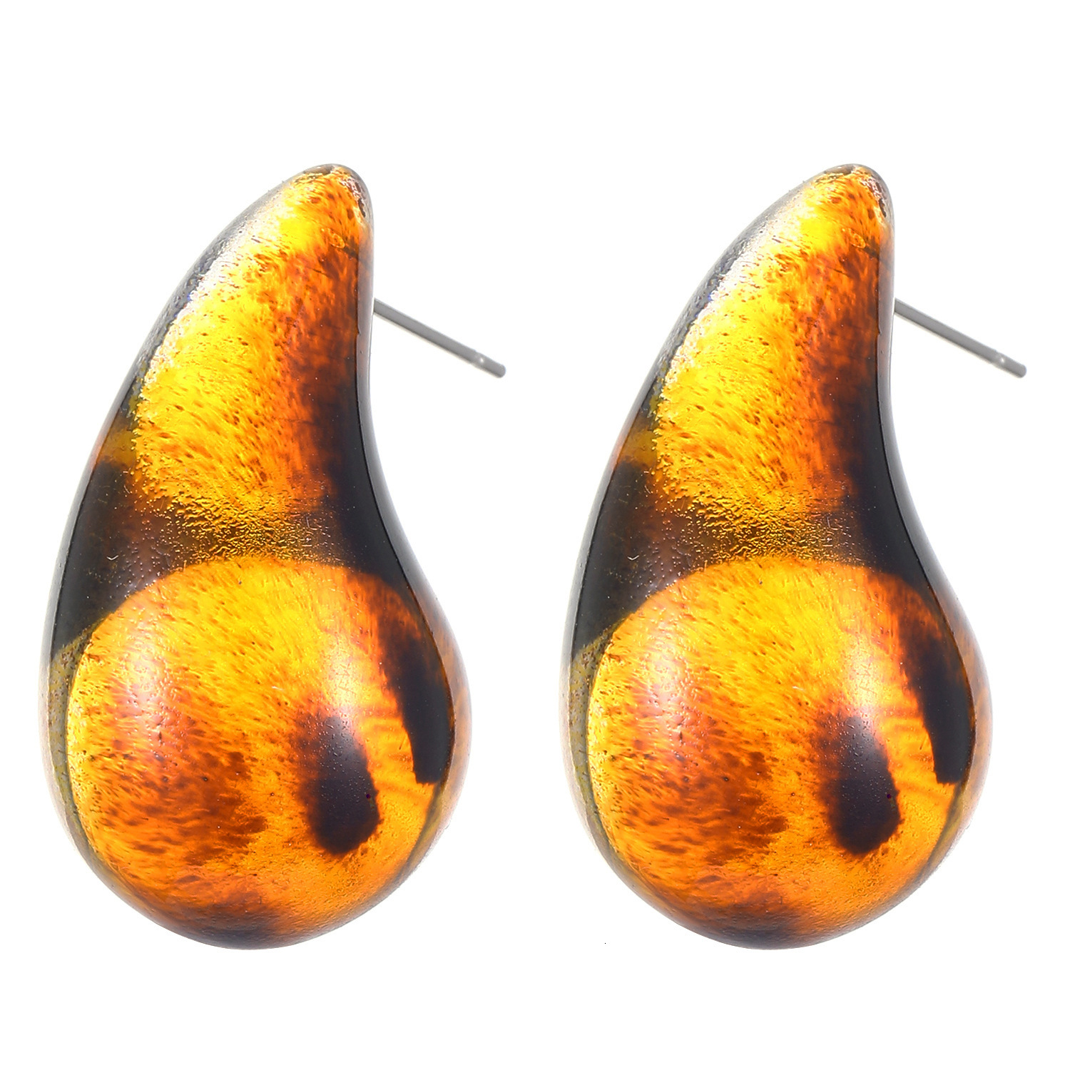 Acrylic Leopard Print Versatile High-End Coffee Color Autumn Winter Melad Style Stud Earrings for Women