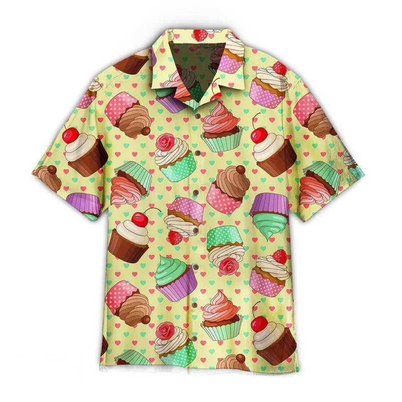 2024 Hawaii Mens Summer Ice Cream T-shirt Beach Printed Short Sleeve Top Casual Design Mens Wear X250410