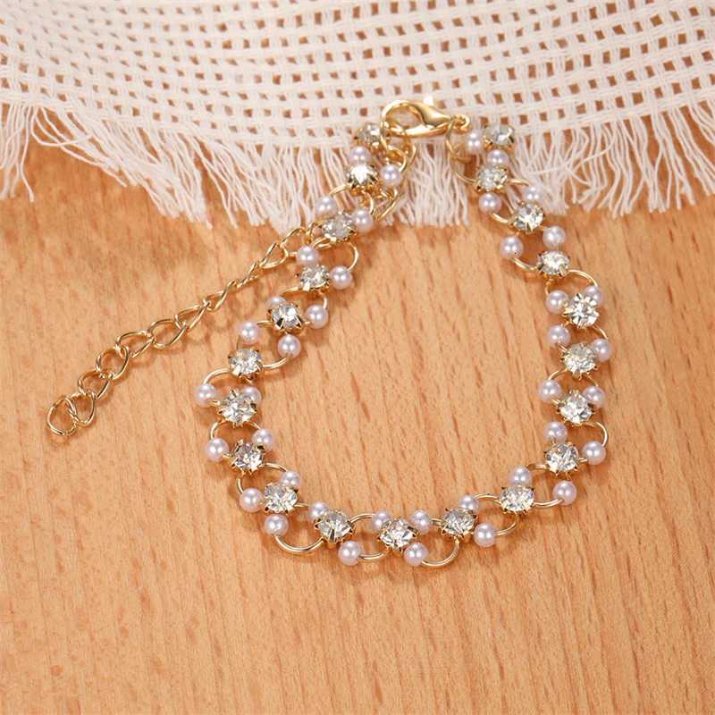 Korean Womens Elegant Rhinestone Bracelet New Fashion Exquisite Zircon Pearl Bracelet 2023 Fashion Leisure Party Jewelry GiftsT251110