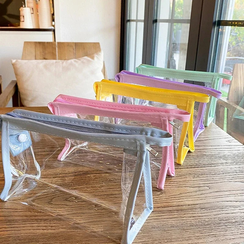 1PC Large Capacity Waterproof Cosmetic Bag Clear Summer Storage Makeup Organizer Bags Supplies Transparent Pencil Case 251110