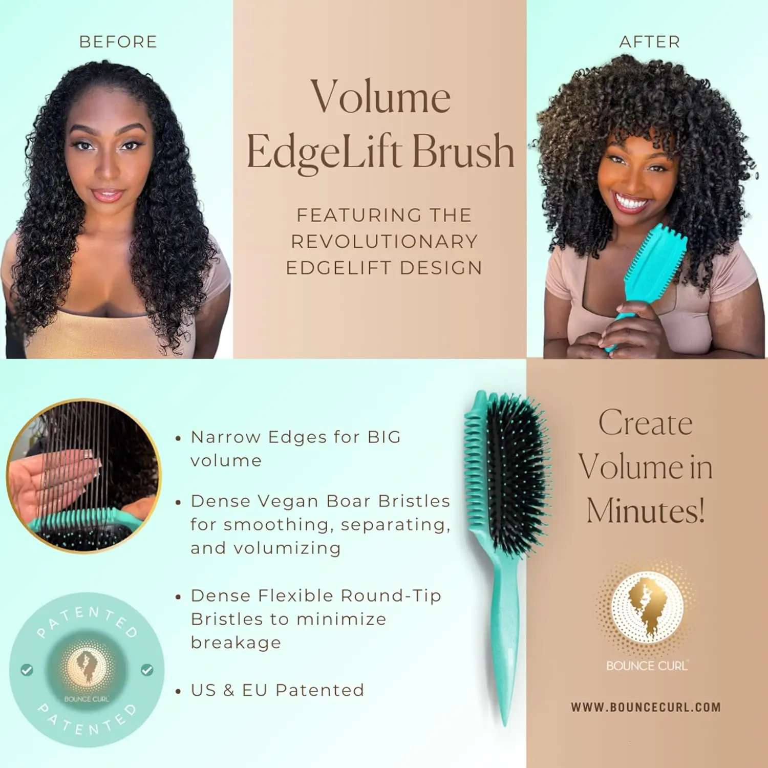 5-in-1 Curl Define Brush - Effortless Curls/Waves/Coils Frizz-Reducing Vegan Bristles Pink Heatless Styling Tool 251107