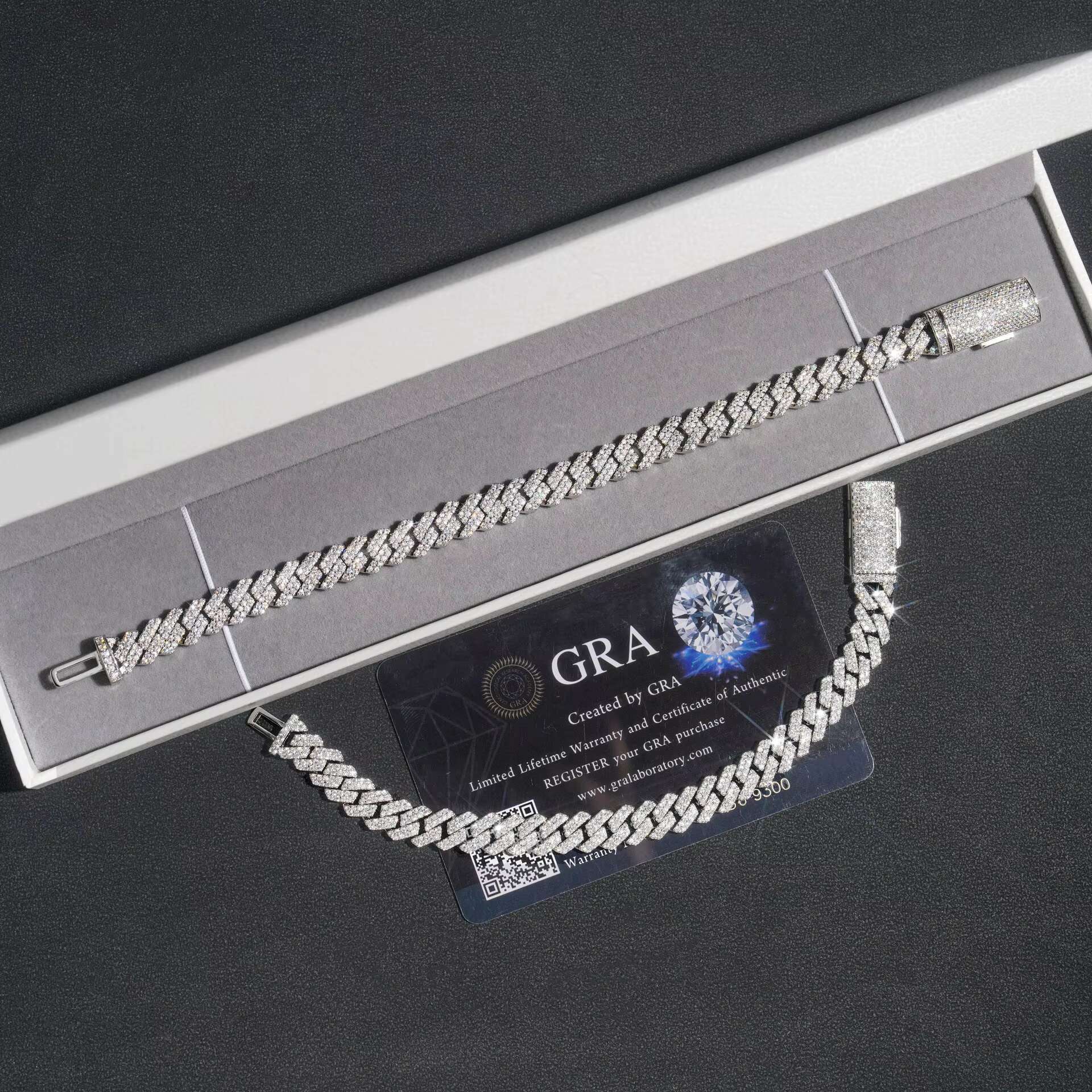 100% Pass the Diamond Tester Moissanite Cuban Chain 925 Silver VVS Moissanite Diamond Necklace Link for Men/women