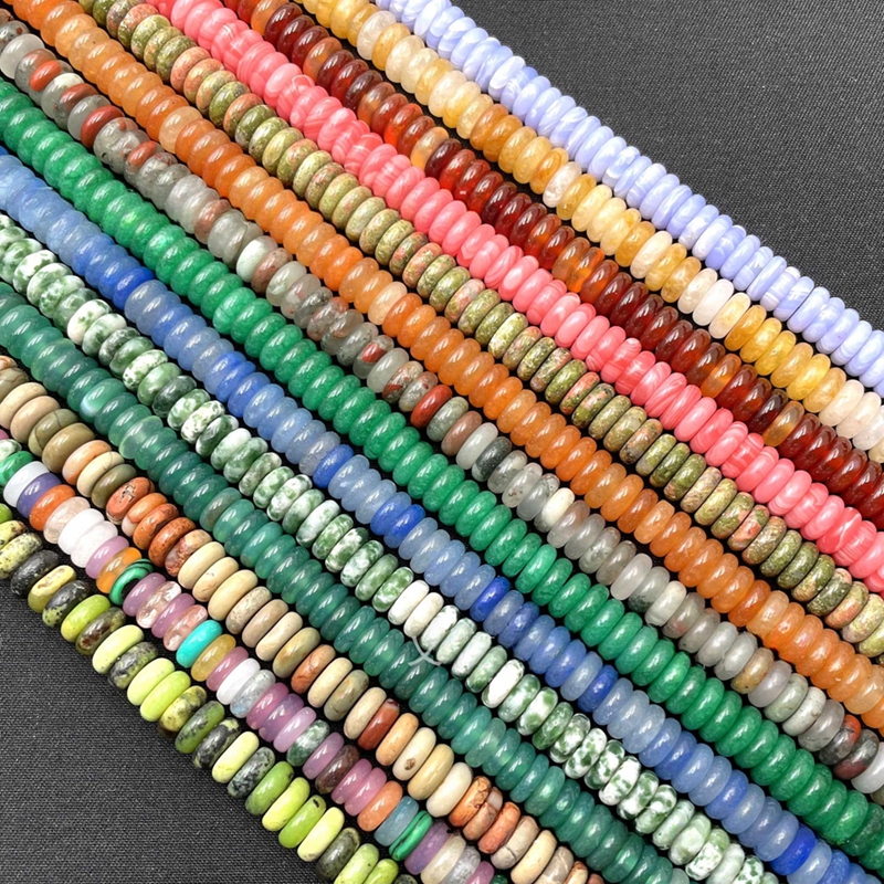 130pcs/lot Rondelle 2x4mm Natural Stone Amazonite Chalcedony Loose Spacer Beads for Jewelry Making DIY Earrings Bracelet Charms Accessories Over