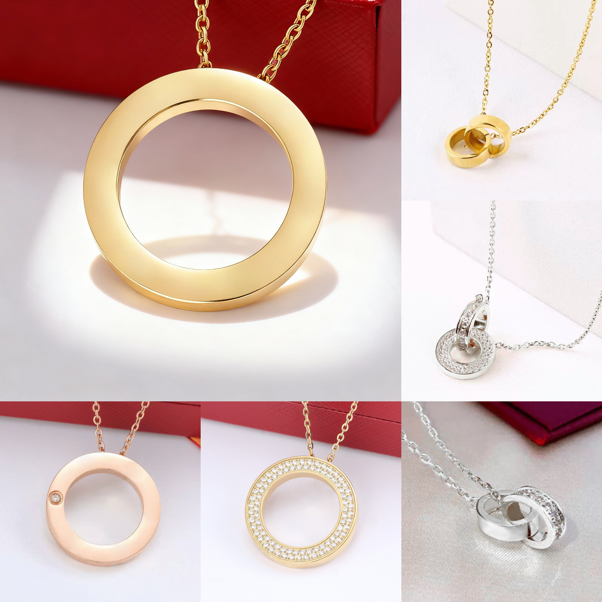 love necklace luxury jewelry designer necklace for woman circle pendant necklace with diamond 45cm screw necklace cross stone stainless steel necklace womens gift