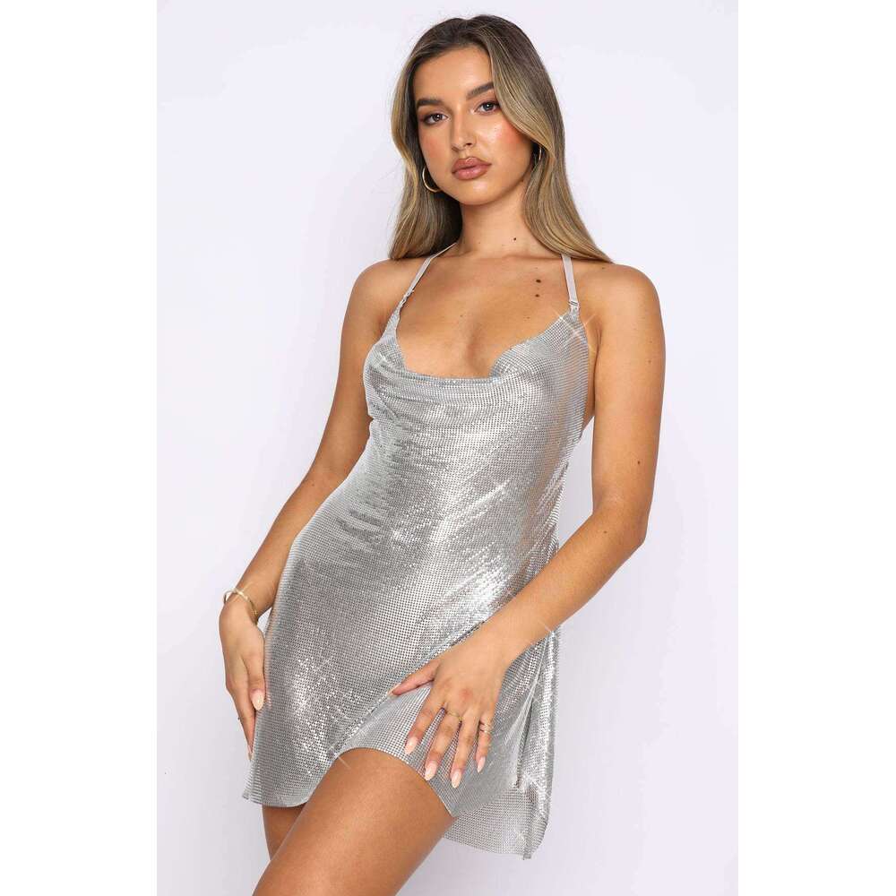 2025 Summer New Hot-Selling Women's SEXY DRESSES FOR WOMEN Slim Fit Backless Off-Shoulder Split Strap Night club dress