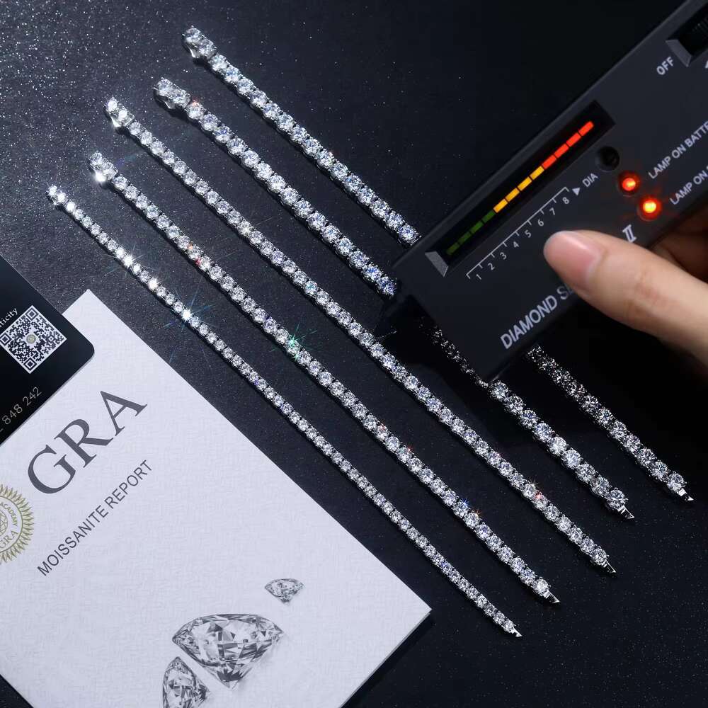 Wholesale Custom Fashion 925 Silver Lab Diamond GRA Moissanite Moissanite Tennis Sterling Bracelet for Men