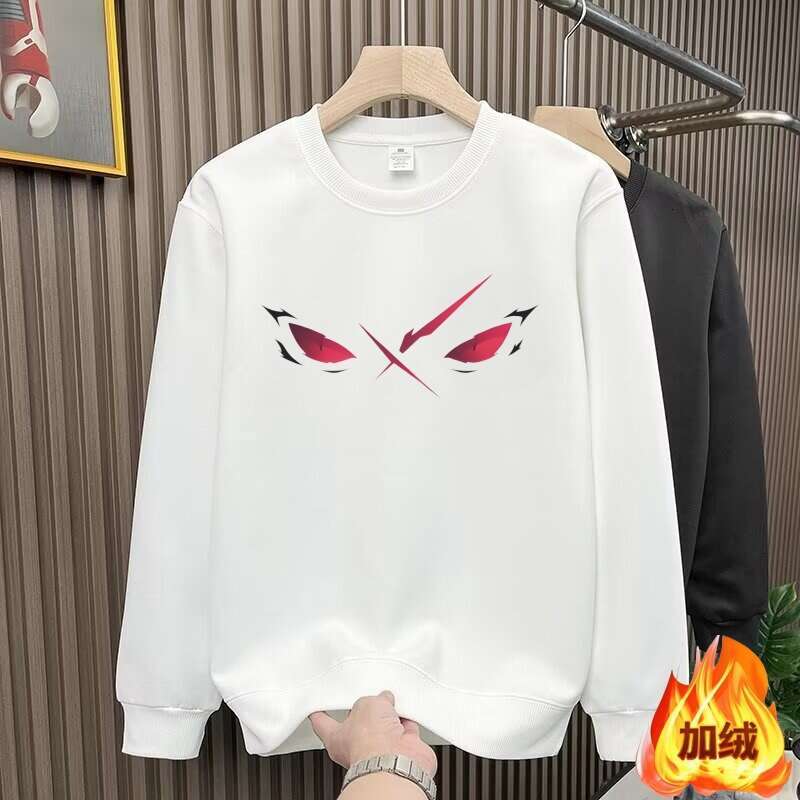 European Trendy Brand New Round Neck Cotton Sweatshirt For women Men Spring Eye Print Little Monster Long Sleeve Plus Size Slim Fit Top