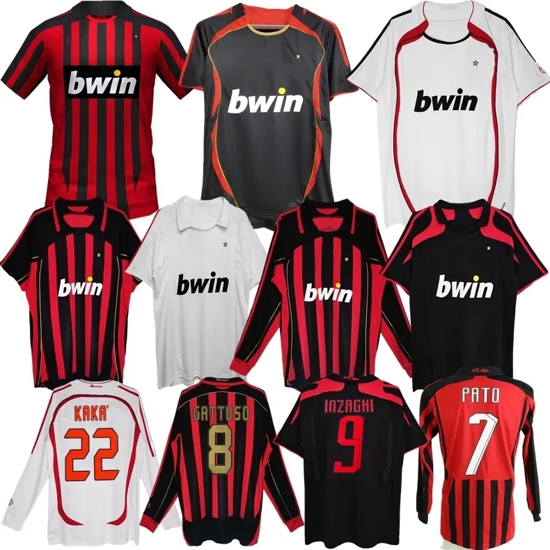 Retro shirts SOCCER JERSEYS 95 96 97 Gullit 01 02 03 12 14 15 2006 2009 2010 Maldini Van Basten Football KAKA 06 07 PIRLO RONALDINHO BAGGIO Ac MIlanES classic 6666