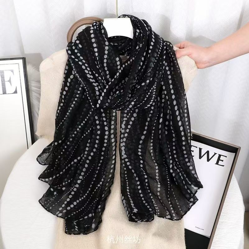 T448 new cotton and linen scarf autumn and winter warm sun protection all-match long shawl fashionable retro neck protection women's scarf