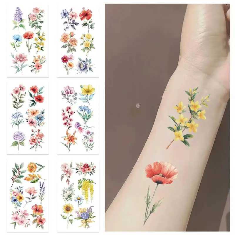 10 pieces/set of colorful temporary tattoo stickers waterproof sunflower bouquet artistic tattoo stickers decorative party gifts W250410