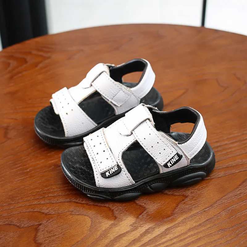 Childrens summer beach sandals cool boys and girls genuine leather cowhide breathable and comfortable baby soft shoes Z250410