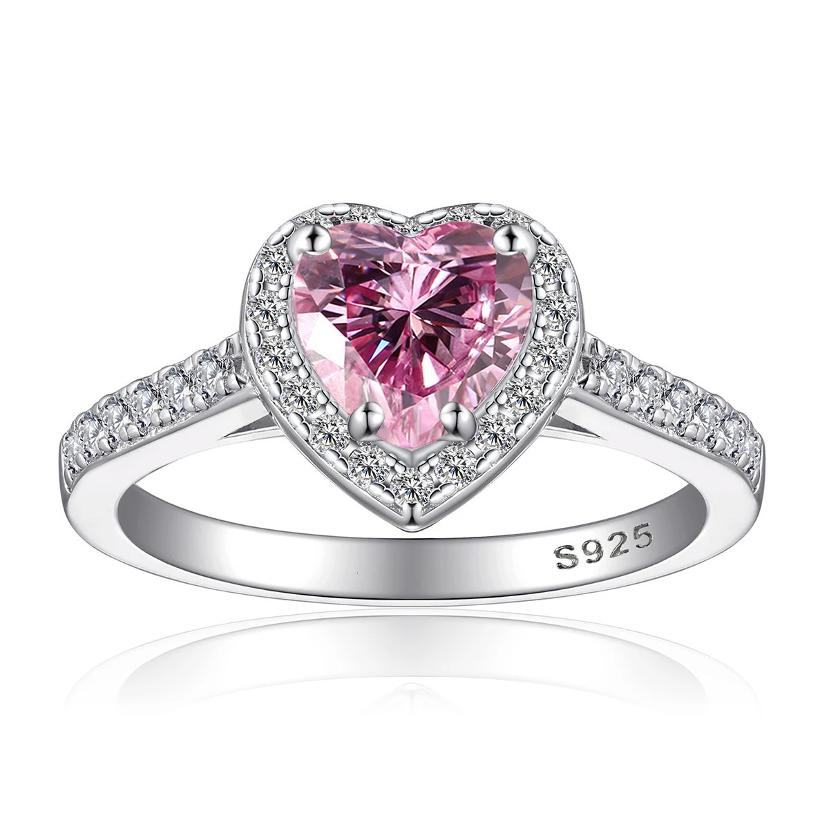 FIRERING 100 True Pink Heart Rings 12ct with Certificate Ring Women Jewelry S925 Silver 251103