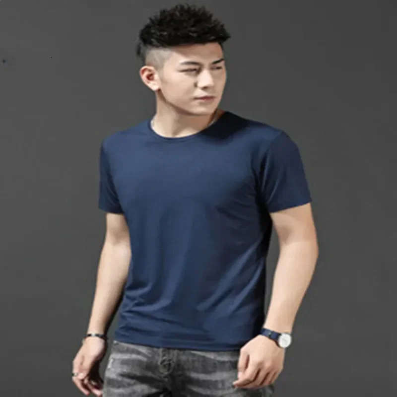 Solid color short sleeved mens T-shirt Hipster half sleeve trend summer white 250409