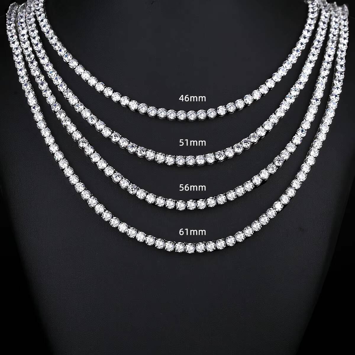 Moissanite Customized Jewelry 4mm Silver and Gold Moissanite Diamond 925 Tennis Necklace Gra Moissanite Jewelry