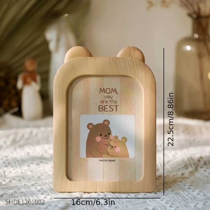 1pc cartoon Instagram style plastic desktop ornament can be hung on the wall imitation wood grain photo frame L251110 H260306