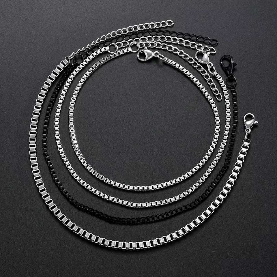 4Pcs/Set Stainless Steel Adjustable Box Chain Bracelets for Men Simple Vintage Silver Color Cuban Bracelets Sets Party JewelryC250411