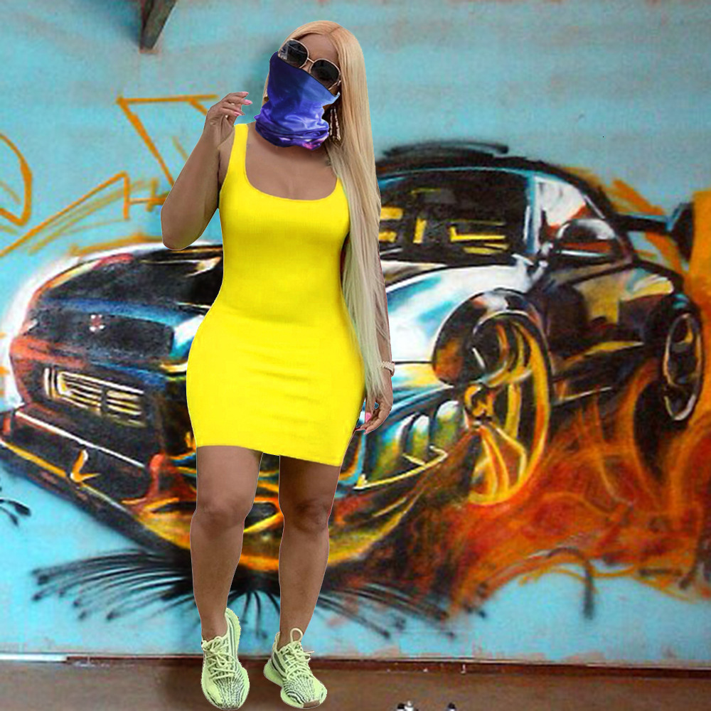 New Women's Summer Solid Tank Top Casual Dress