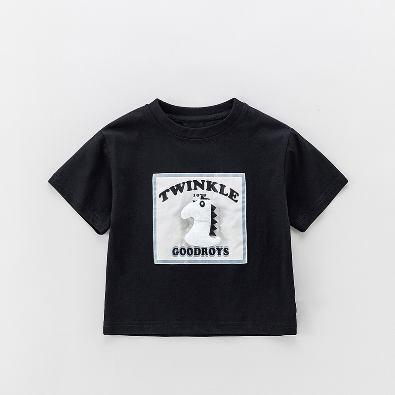 GS- Ddmyshoesvip Children S Thin Style Boys Short Top New Girls Dinosaur T Shirt Summer Half Sleeved Baby Clothes A