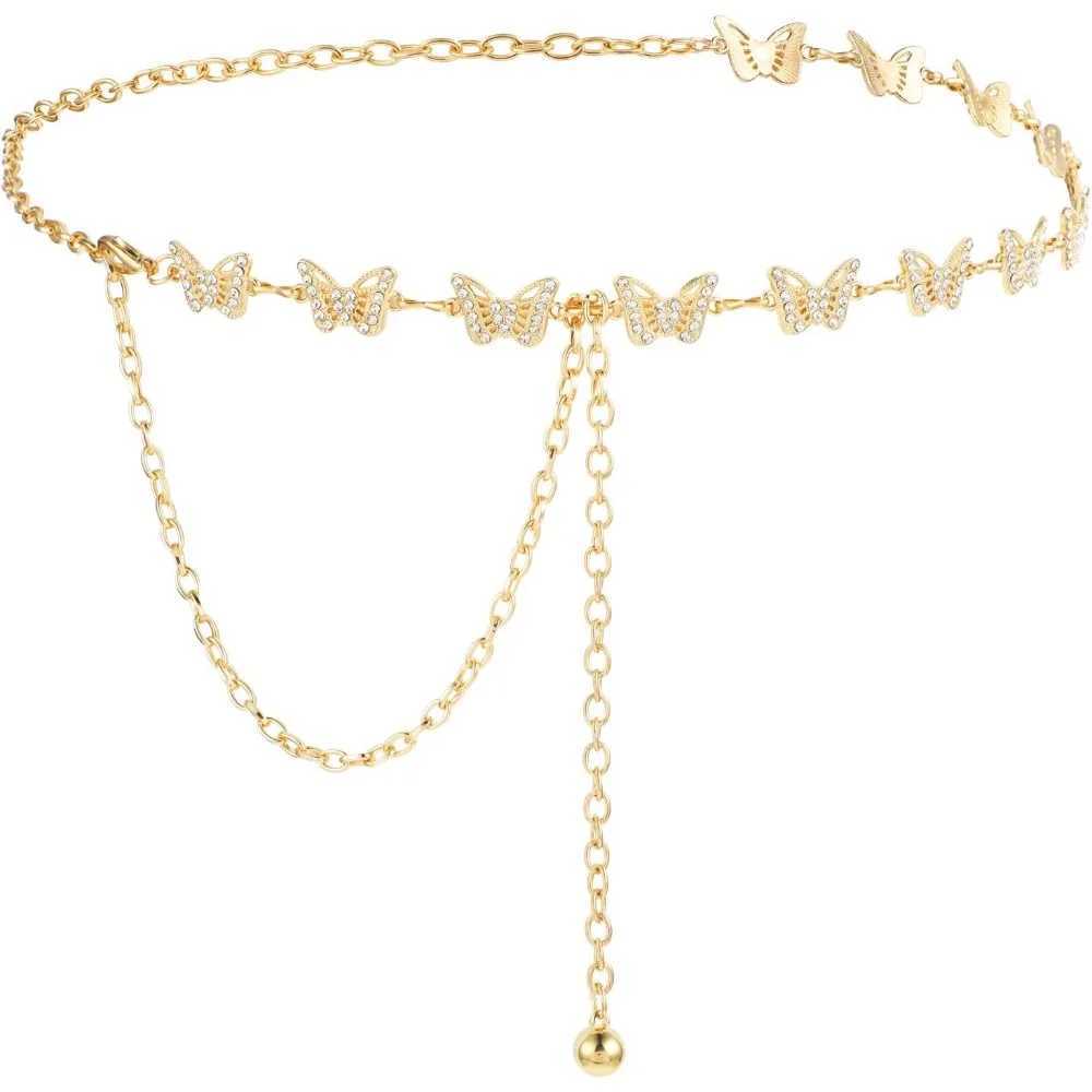 Warm waist belt metal rhinestone belt warm dress belt body chain belt X250410