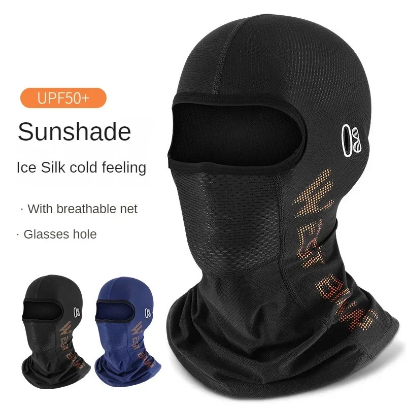 Summer Bicycle Balaclava Ice Silk Sun UV Protection Bicycle Helmet Facial Cover Fishing Hiking Hat 250408