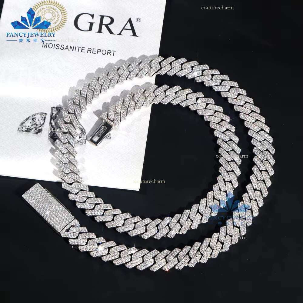Hot Sale 8mm VVS Moissanite Necklace Solid Sier Cuban k Trendy Iced Hip Hop Jewelry