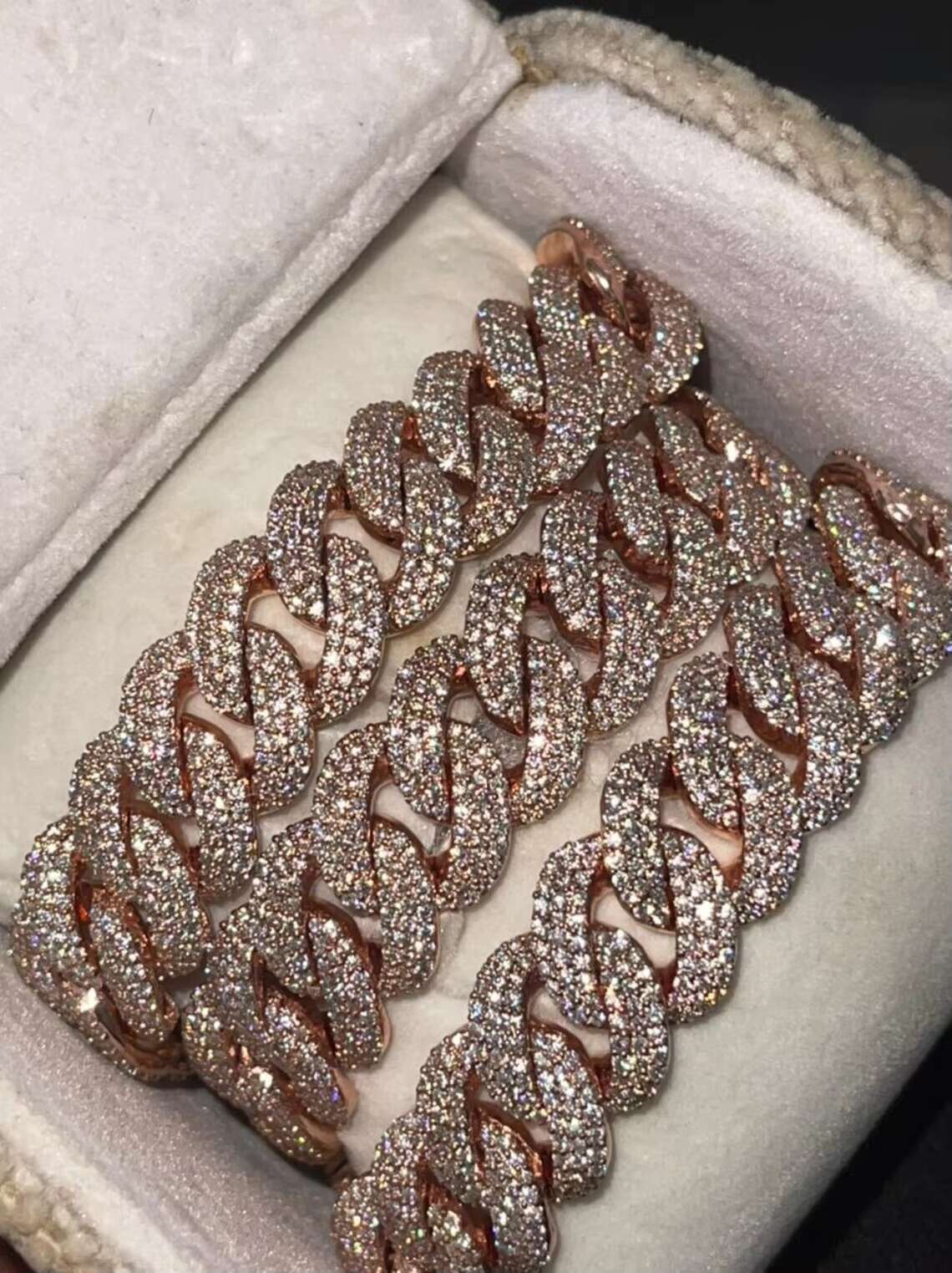 12mm Round Honeycomb Set Sier VVS Moissanite Hip Hop Cuban Chain Necklace