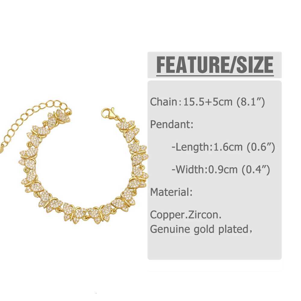 FLOLA Paved Crystal Butterfly Bracelets for Women Copper Zircon Love Letter Star Bracelets Dainty Gold Plated Jewelry brtg01T251110