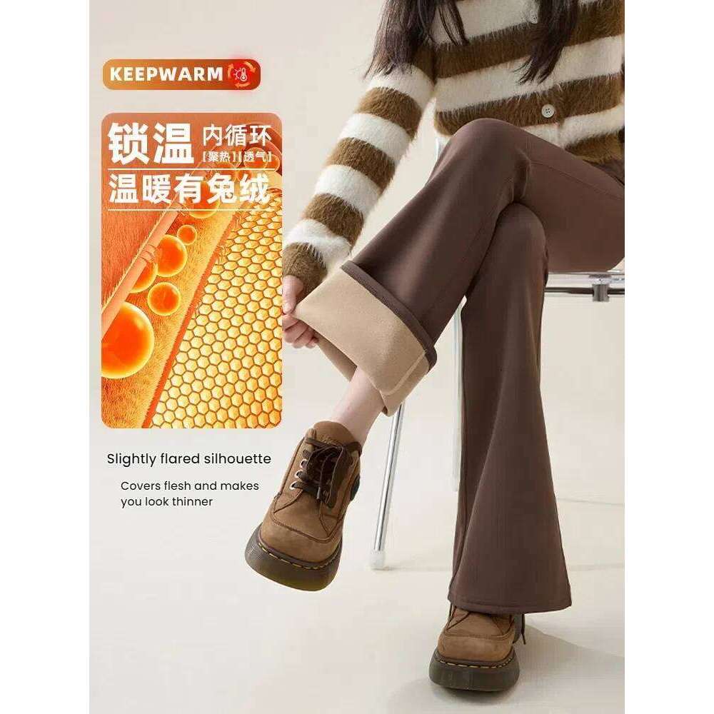 High Waist Flare Leggings Women Winter Fleece Lined Tummy Control Butt Lift Yoga Pants Stretchy Casual Bootcut Palazzo Trousers