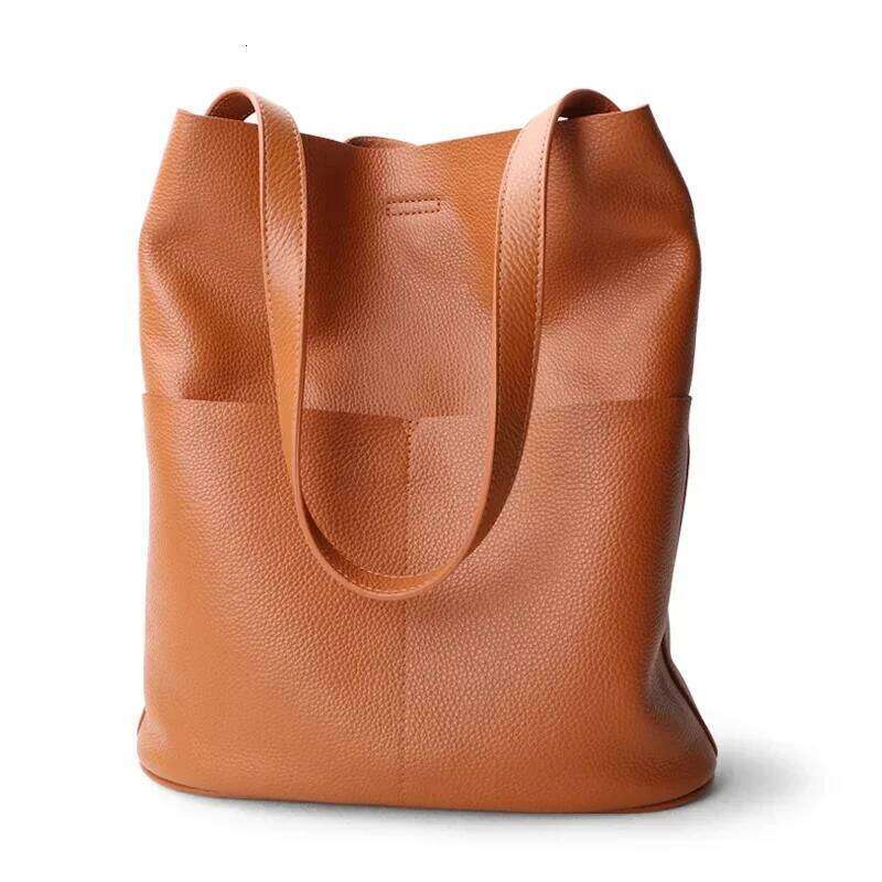 Women Handbag Soft Genuine Real Leather Bucket Totes Fashion Lady Shopping Casual Shoulder Shoper Bag For School Girls St251110