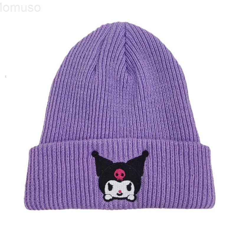 Sanrio Hello Kitty Kuromi Knitted Hat Kawaii Embroidered Benie Cap Cartoon Melody Cinnamoroll Thermal Hat Cute Gifts for Girls H251110