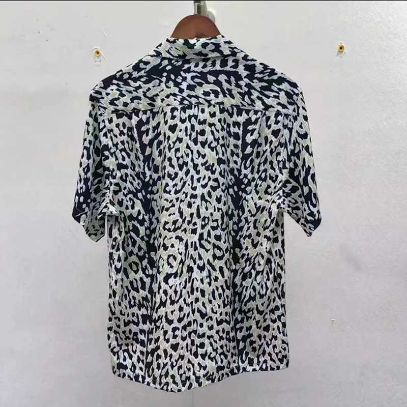 New Gradient Leopard Full Print Chaopai Hawaiian Short Sleeve Mens 1 1 High Quality Casual Top T-shirt X250410
