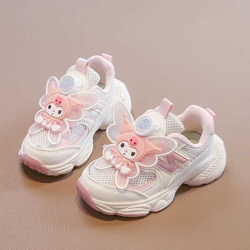 KidsCasual Shoes Sneakers Kuromi Bow PU Leather Spring Shoes For Girls Anti-slip Breathable Pink Shoes Size 26-37 W251110