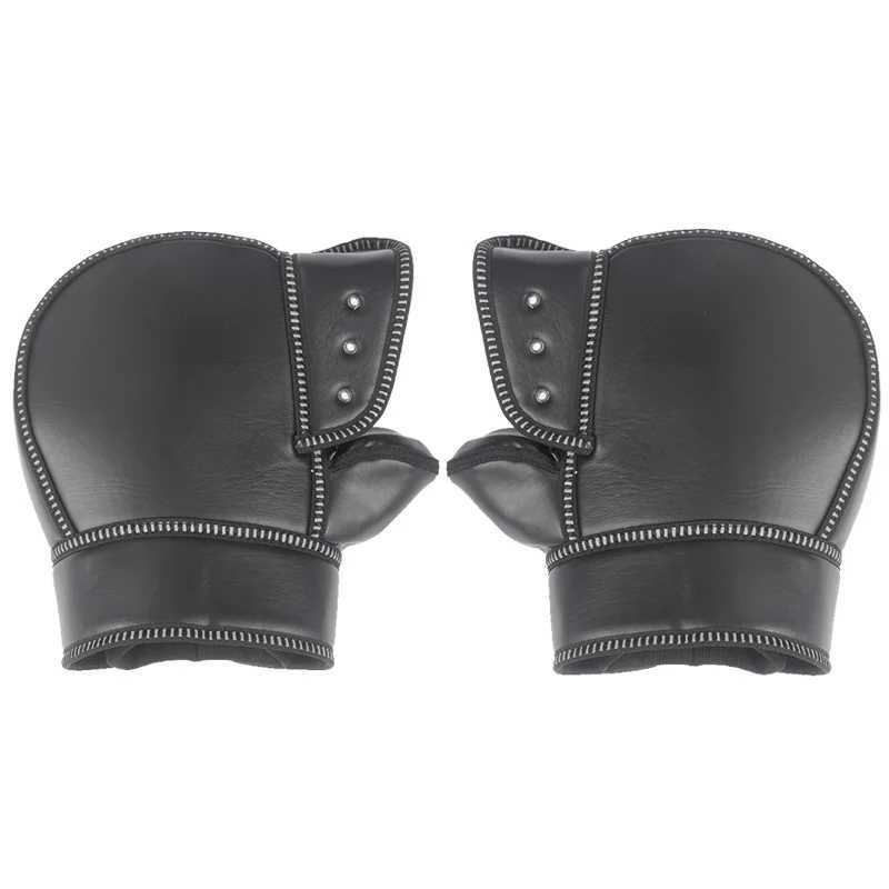 1Pair Motorcycle Handlebar Muffs Protective Motorcycle Scooter Thick Warm Grip Handle Bar Muff Rainproof Winter Warmer PU Gloves S25118