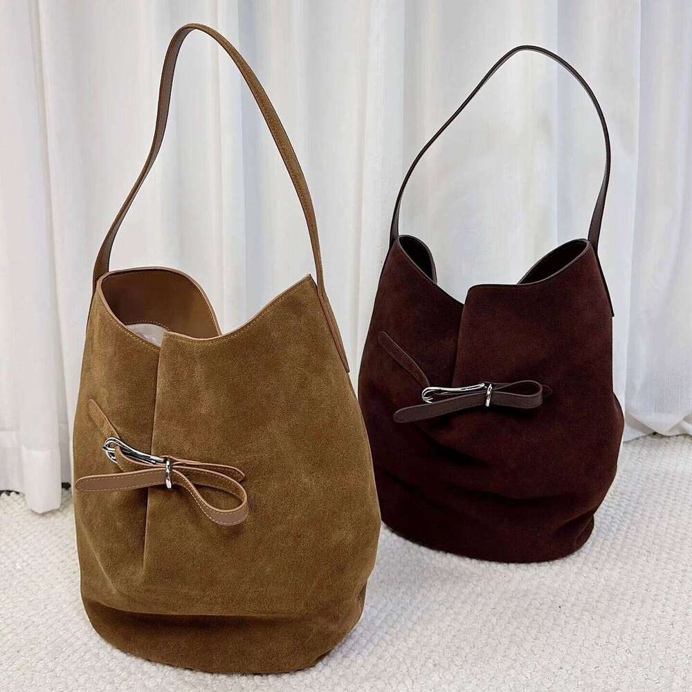 First Layer Cow Bucket Tote New In Design Suede Leather Women's Large Capacity Portable Shoulder Bag For Women 251110