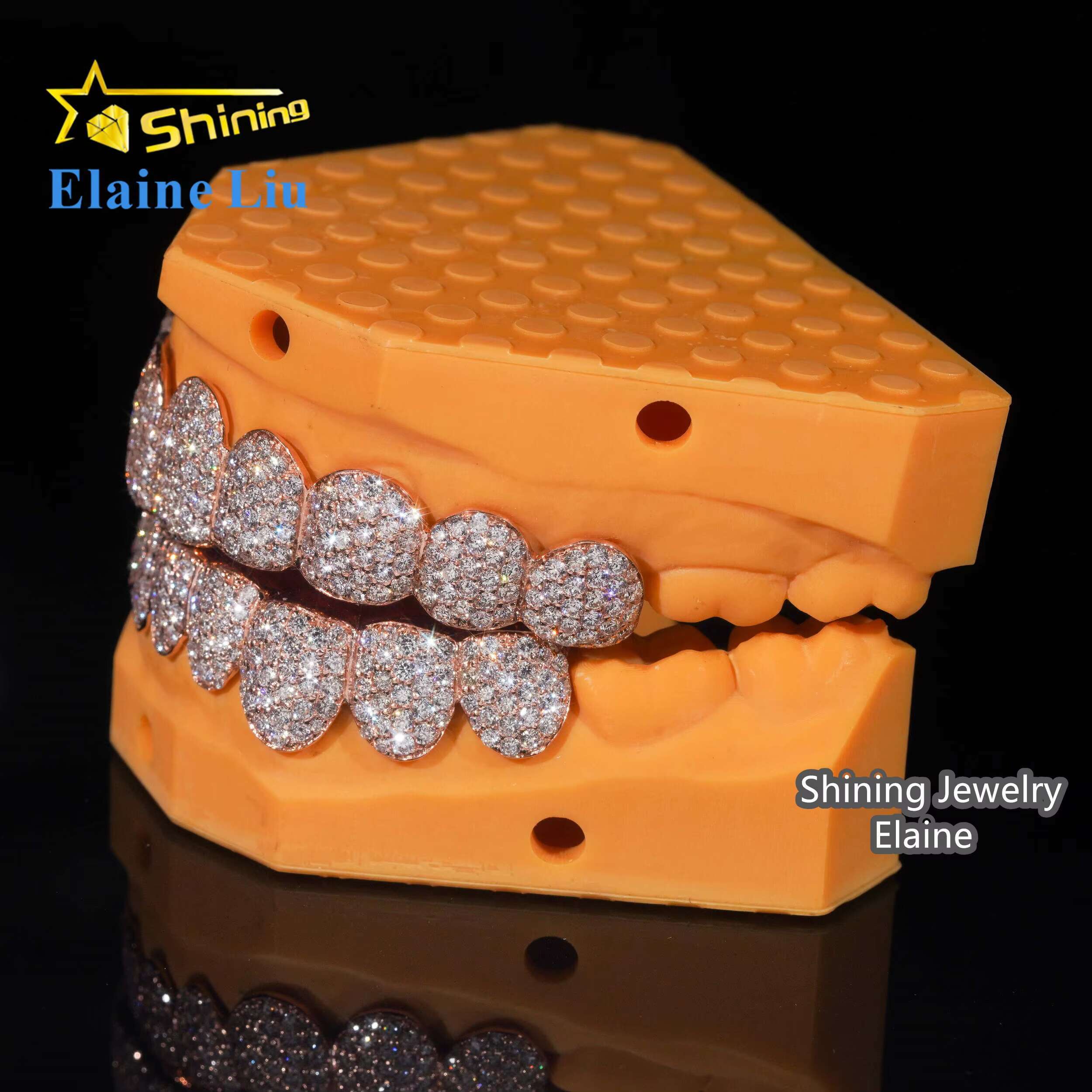 Custom Silver 10k 14k 18k Real Gold Grillz Lab Grown Diamond HPHT Vvs Moissanite Natural Diamond Hip Hop Iced Out Grillz