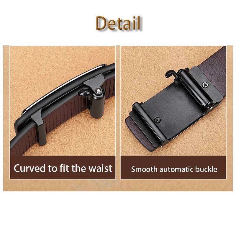Men's Leather Fashion Automatic Buckle Cowskin Male Belts Luxury Designer Black belt 110-160cm Plus Size Jeans Belt