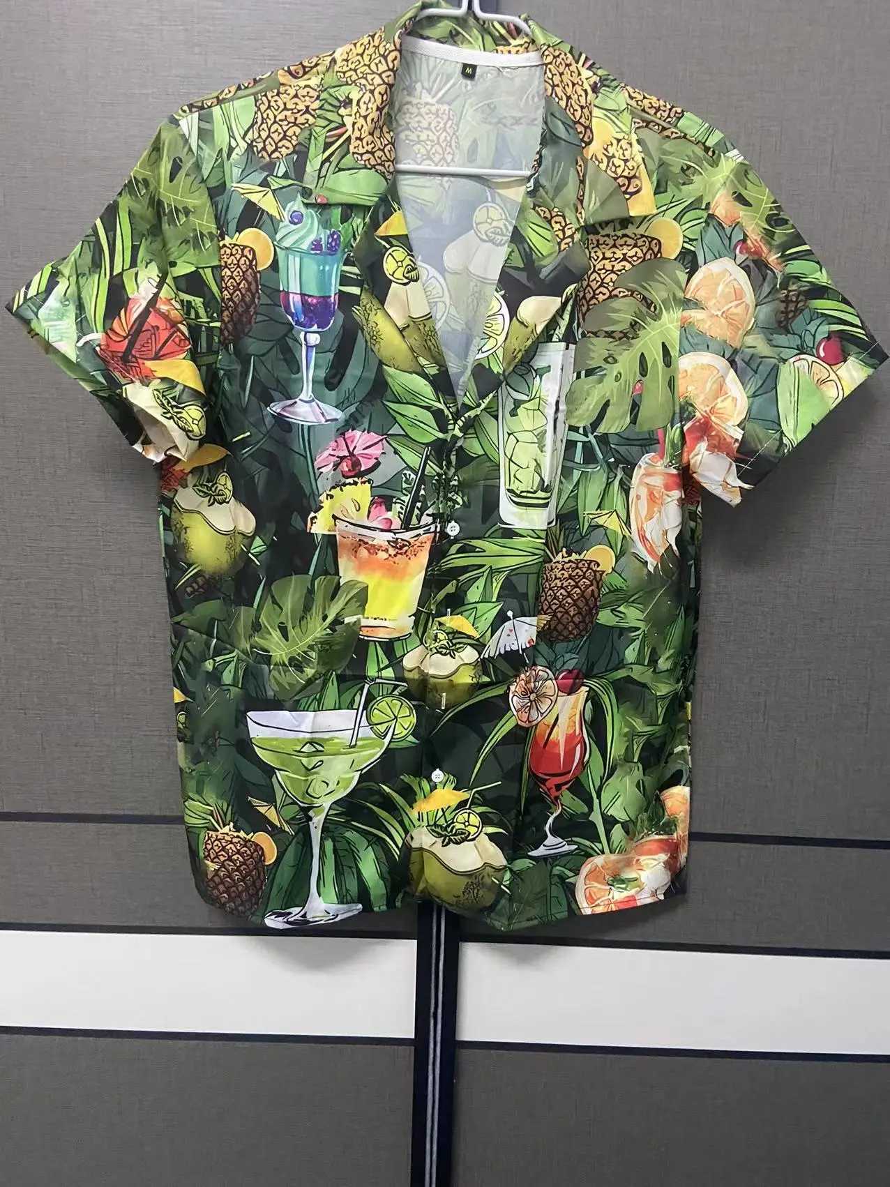 New mens 3D printed parrot short sleeved Cuban V-neck oversized Hawaii summer holiday beach top mens clothing X250410