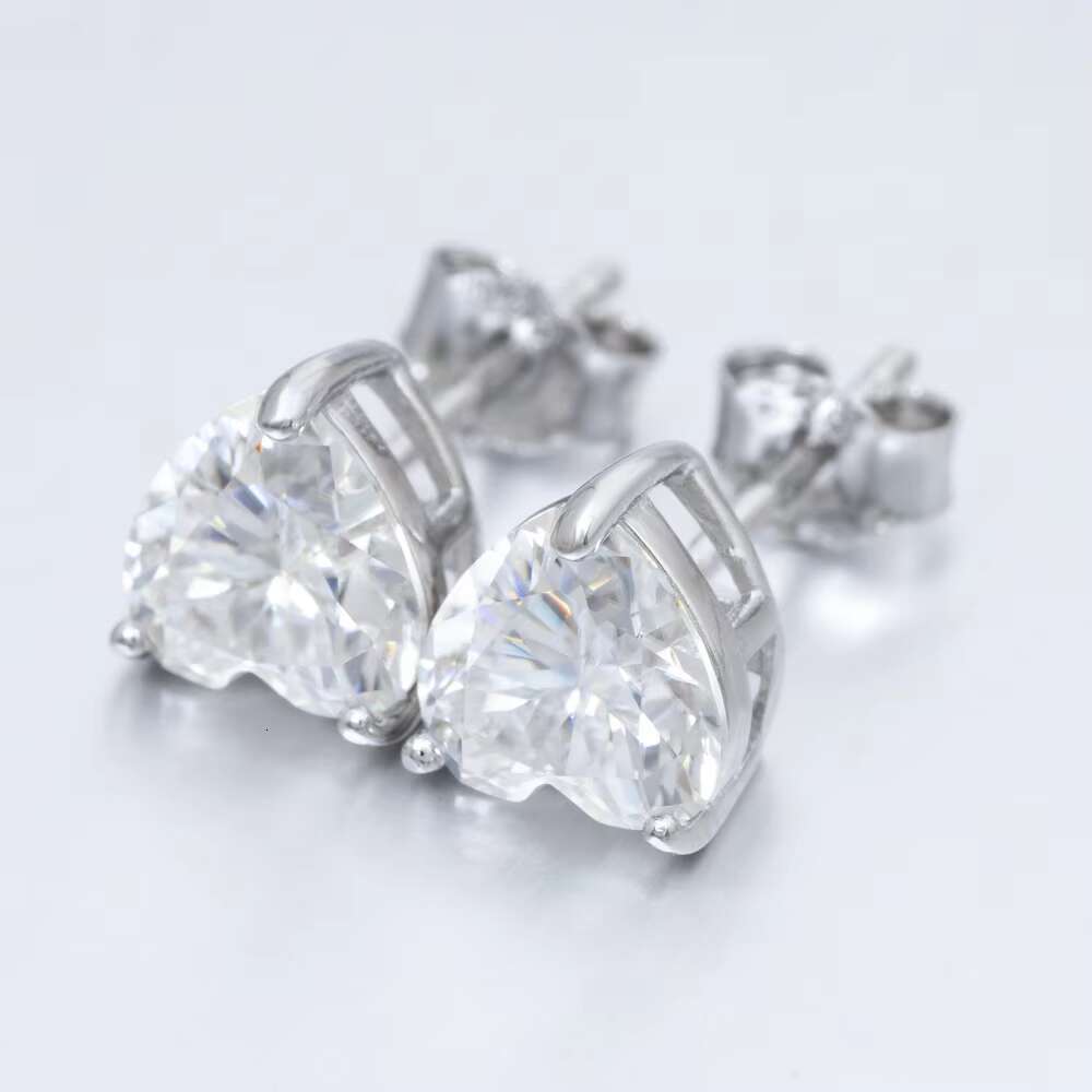 Fashion Solid 925 Sterling Silver Womens Custom Earring Designer Statement Style 6.5*6.5mm Heart Earrings